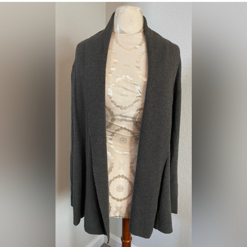 Mercer & Madison Charcoal Open Front Cardigan 100% ITALIAN MERINO WOOL SIZE M